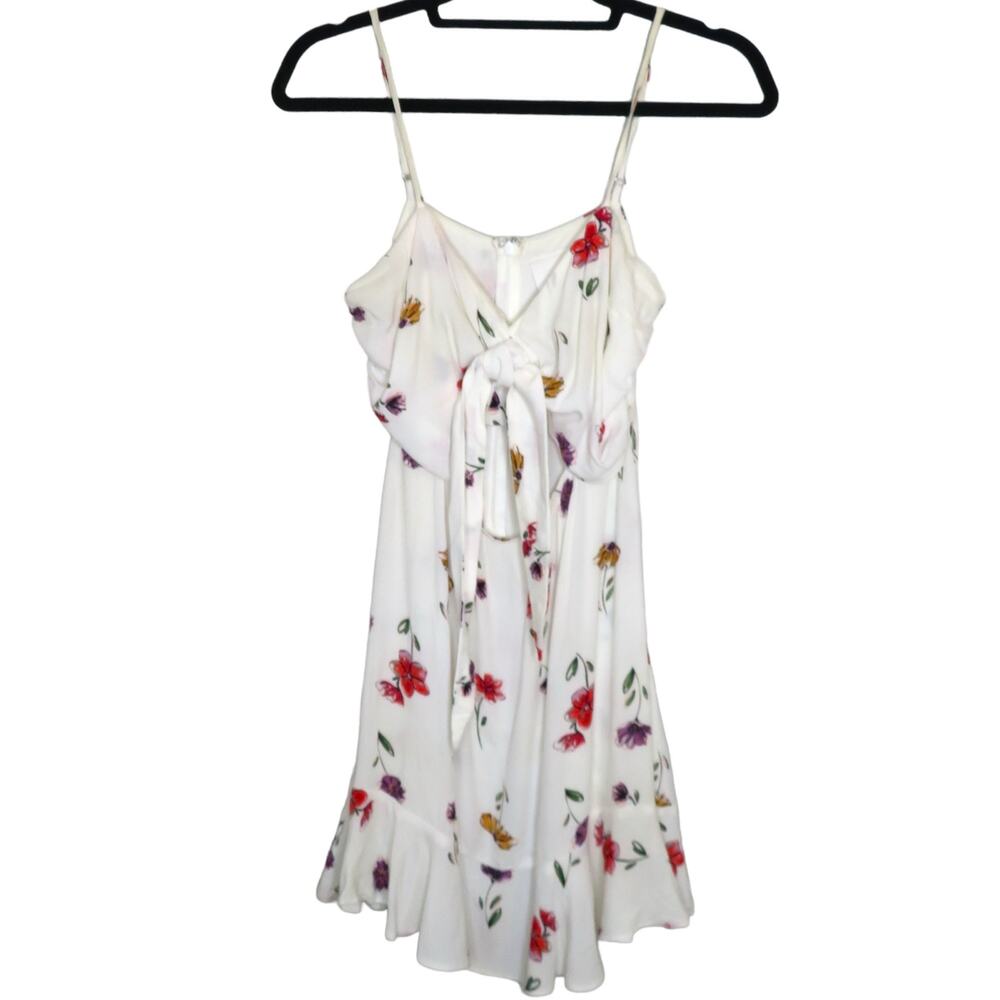 Skylar + Madison Mini Dress Womens L White Floral Tank Flowy Cut Out NWOT